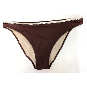 Shade & Shore Crochet Trim Bikini Bottom Brown XL